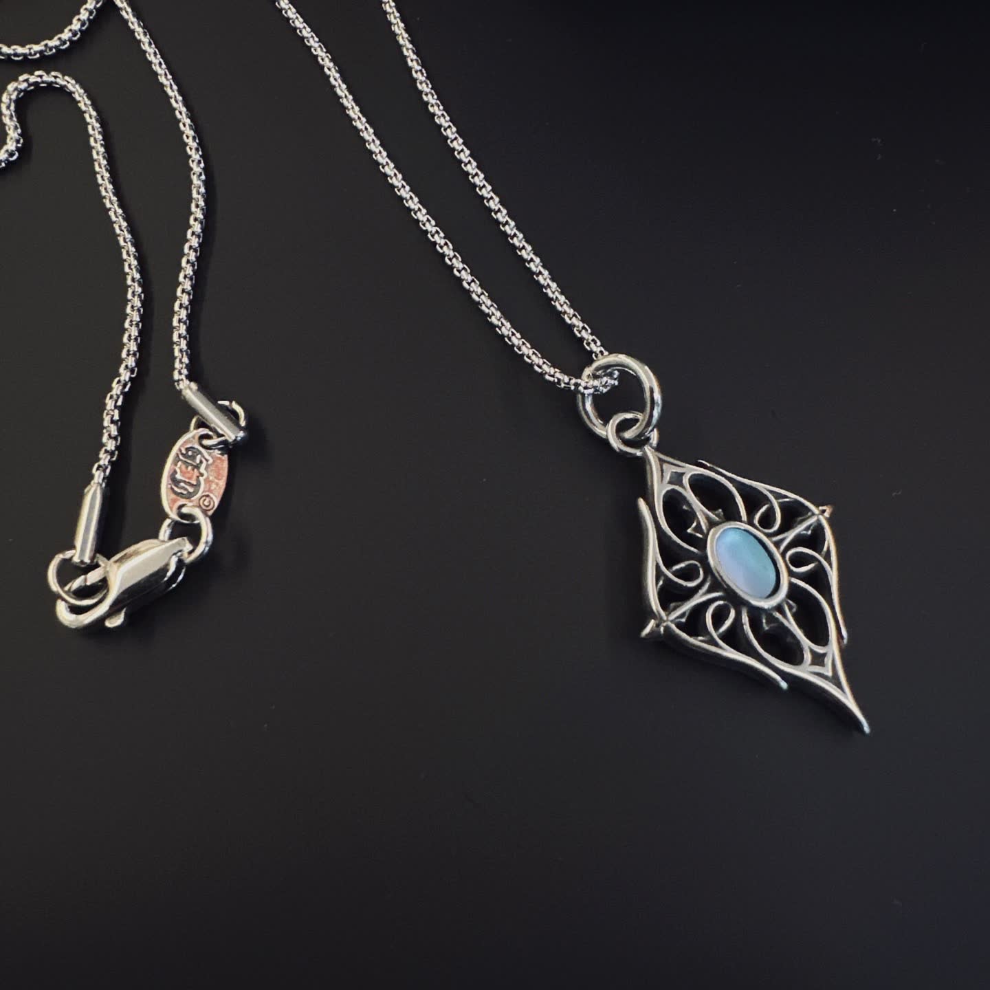 Chrome Hearts Chromeharts Silver Filigree Pendant with Blue Stone